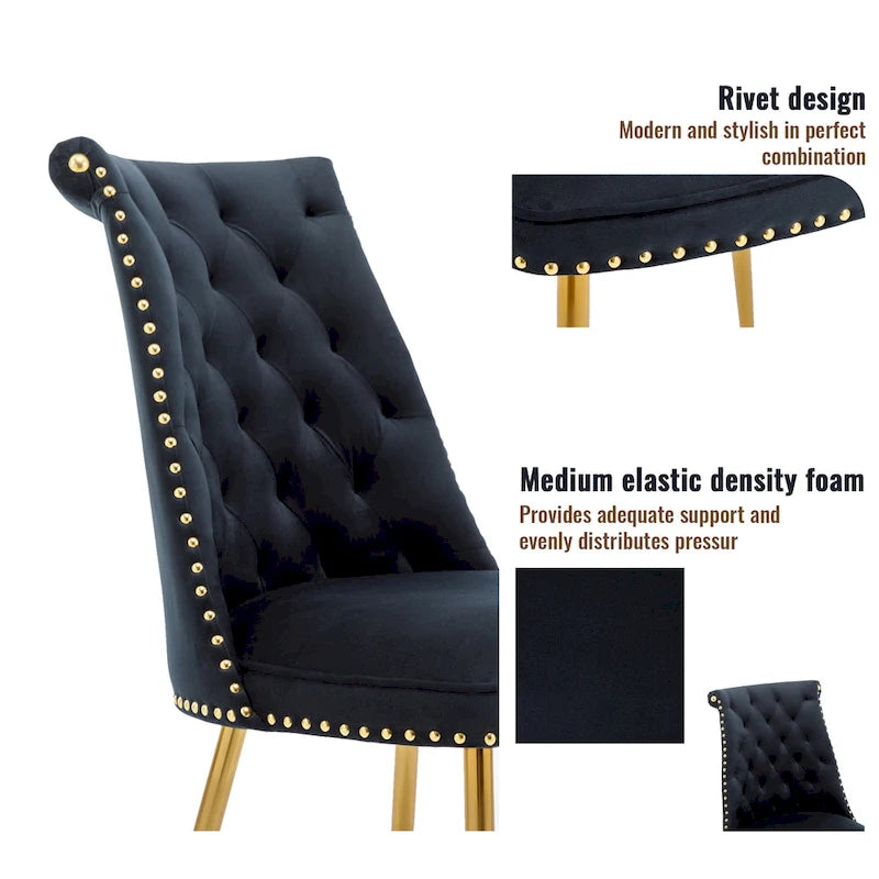 7-Piece  Walut Wood Dining Table with Velvet Chair Dining Chair