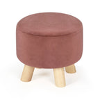 Adeco Round Ottoman Velvet Foot Rest Stool with Non-Skid Legs