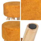 Adeco Round Ottoman Velvet Foot Rest Stool with Non-Skid Legs