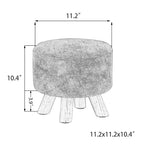 Adeco Round Ottoman Velvet Foot Rest Stool with Non-Skid Legs