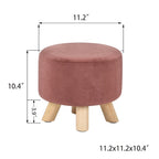 Adeco Round Ottoman Velvet Foot Rest Stool with Non-Skid Legs