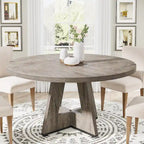 Round Dining Table for 4, 47 Inch Farmhouse Kitchen Table Small Dinner Table