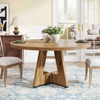 Round Dining Table for 4, 47 Inch Farmhouse Kitchen Table Small Dinner Table