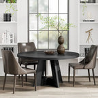 Round Dining Table for 4, 47 Inch Farmhouse Kitchen Table Small Dinner Table