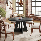 Round Dining Table for 4, 47 Inch Farmhouse Kitchen Table Small Dinner Table