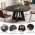 Round Dining Table for 4, 47 Inch Farmhouse Kitchen Table Small Dinner Table