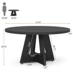 Round Dining Table for 4, 47 Inch Farmhouse Kitchen Table Small Dinner Table