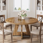 Round Dining Table for 4, 47 Inch Farmhouse Kitchen Table Small Dinner Table