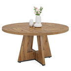 Round Dining Table for 4, 47 Inch Farmhouse Kitchen Table Small Dinner Table