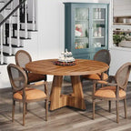 Round Dining Table for 4, 47 Inch Farmhouse Kitchen Table Small Dinner Table