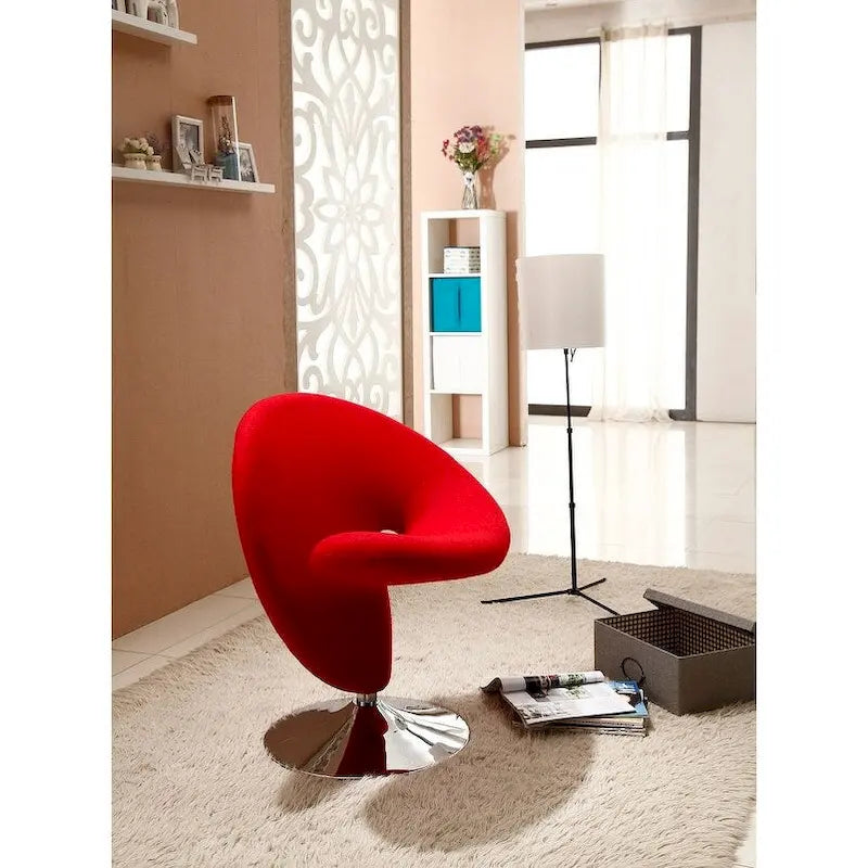 Manhattan Comfort Curl Chrome Wool Blend Swivel Accent Chair (Set of 2)