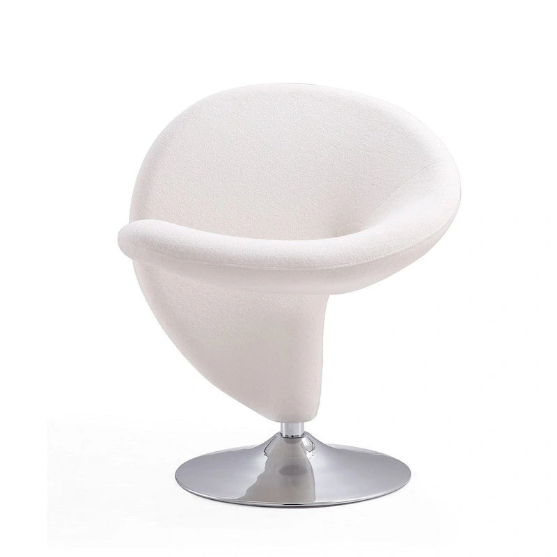 Manhattan Comfort Curl Chrome Wool Blend Swivel Accent Chair (Set of 2)