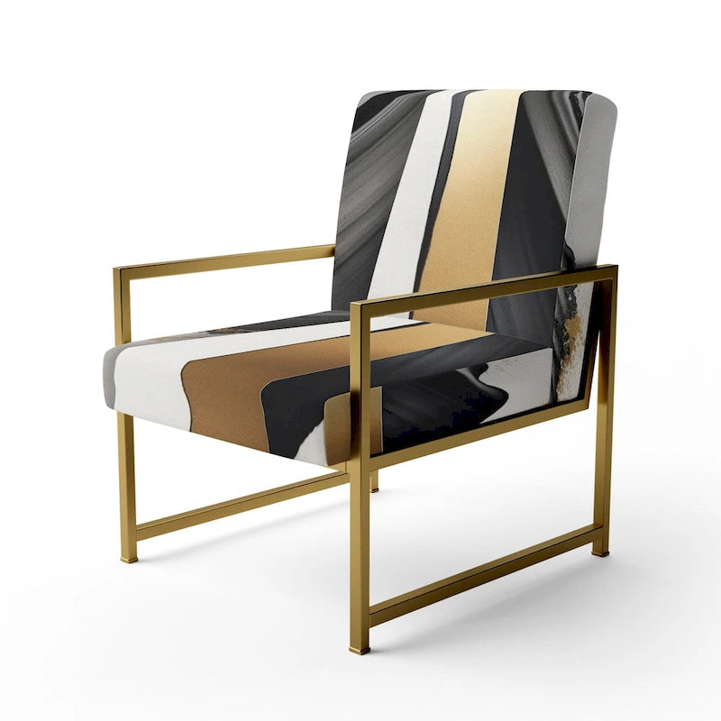 Black And Gold Cubic Expression VII Upholstered Modern & Contemporary Accent Chair and Modern Arm Chair