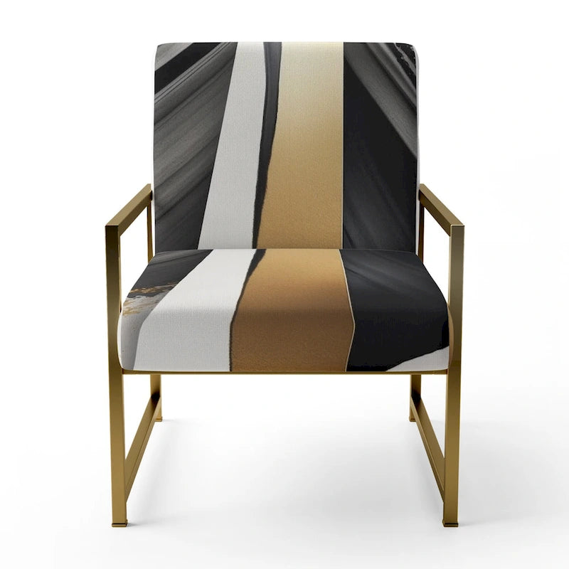 Black And Gold Cubic Expression VII Upholstered Modern & Contemporary Accent Chair and Modern Arm Chair