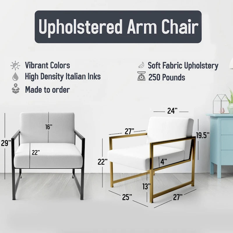 Black And Gold Cubic Expression VII Upholstered Modern & Contemporary Accent Chair and Modern Arm Chair