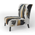 Black And Gold Cubic Expression VII Upholstered Modern & Contemporary Accent Chair and Modern Arm Chair