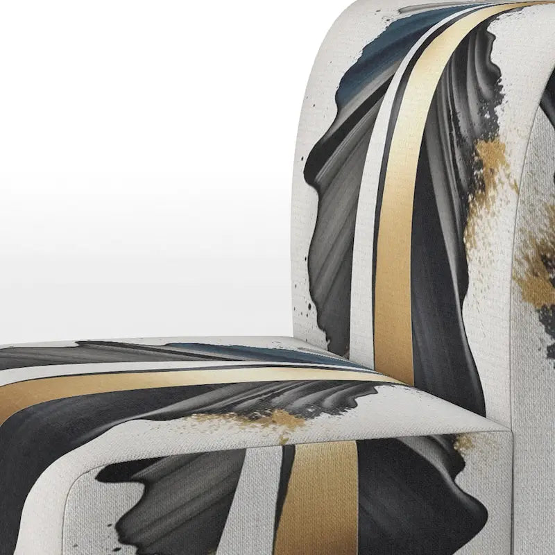 Black And Gold Cubic Expression VII Upholstered Modern & Contemporary Accent Chair and Modern Arm Chair