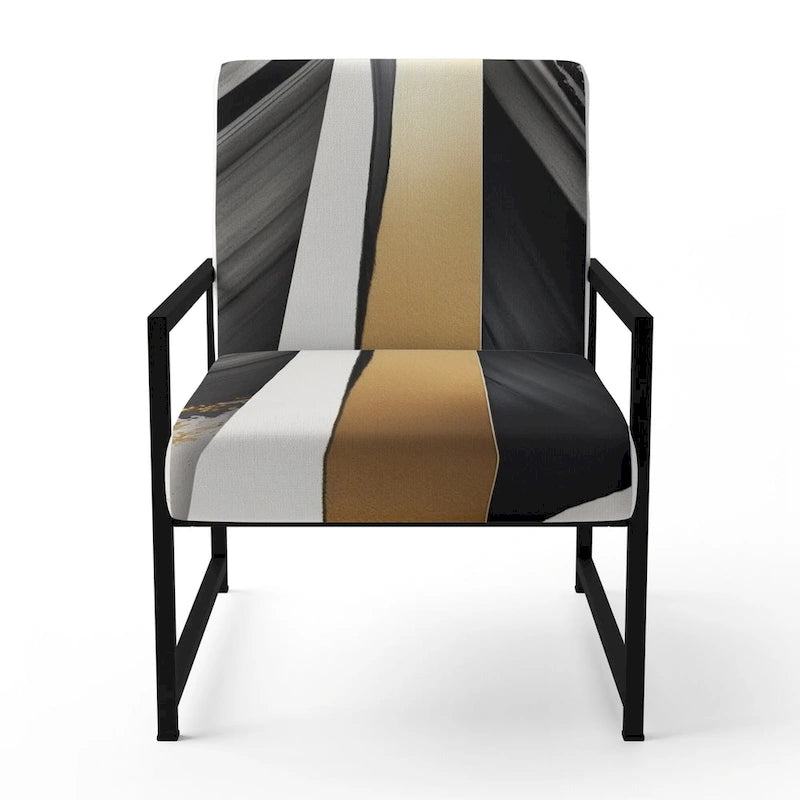 Black And Gold Cubic Expression VII Upholstered Modern & Contemporary Accent Chair and Modern Arm Chair