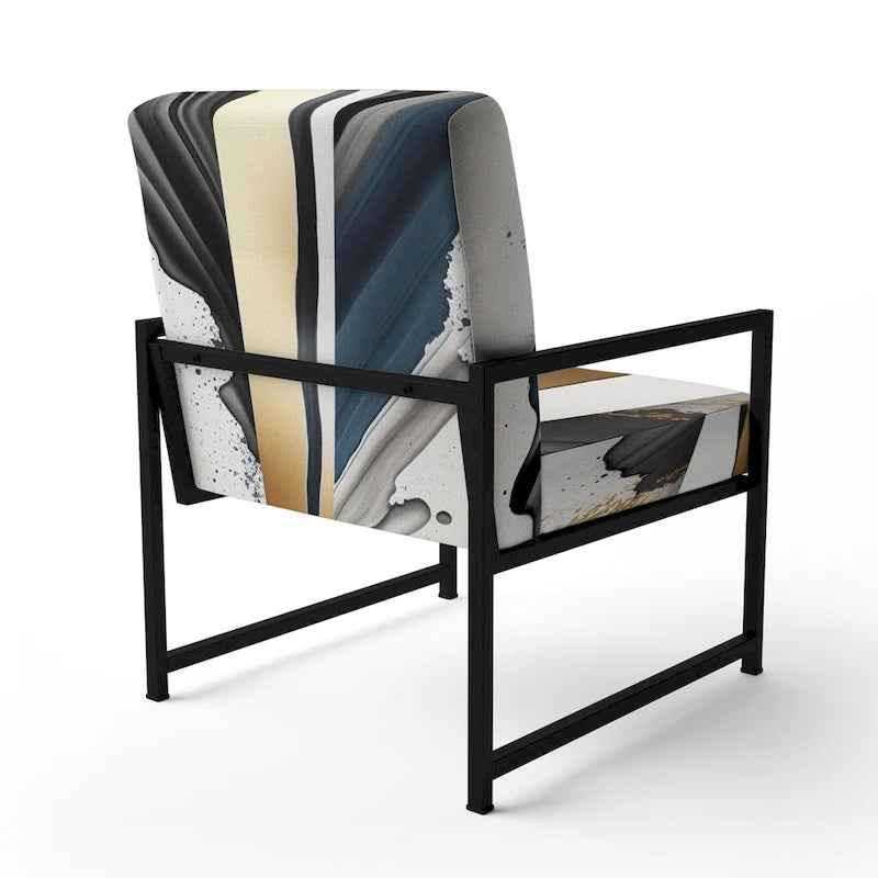 Black And Gold Cubic Expression VII Upholstered Modern & Contemporary Accent Chair and Modern Arm Chair