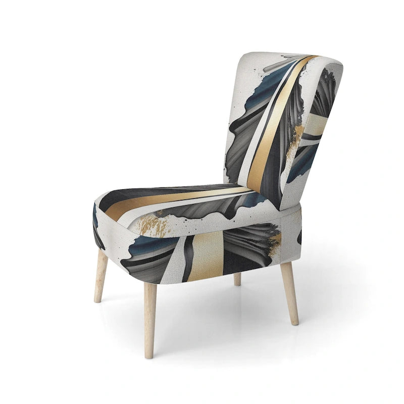 Black And Gold Cubic Expression VII Upholstered Modern & Contemporary Accent Chair and Modern Arm Chair