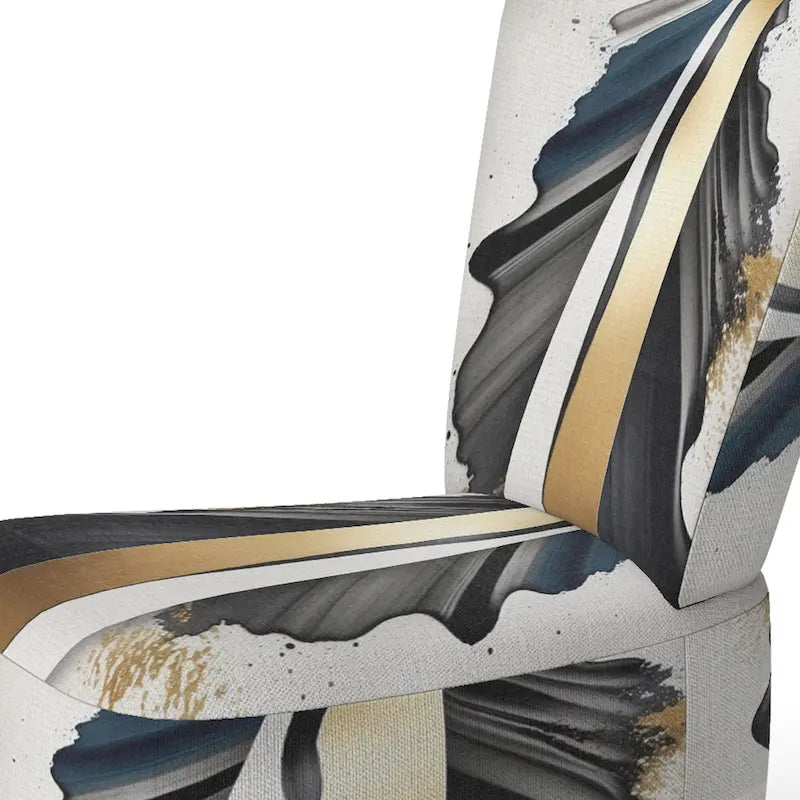 Black And Gold Cubic Expression VII Upholstered Modern & Contemporary Accent Chair and Modern Arm Chair
