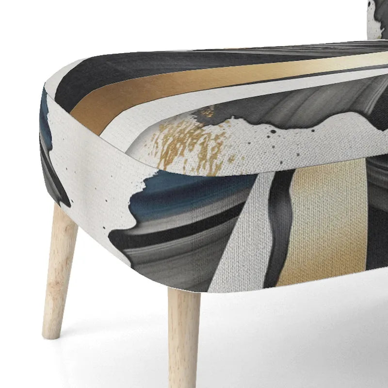 Black And Gold Cubic Expression VII Upholstered Modern & Contemporary Accent Chair and Modern Arm Chair