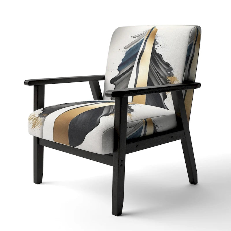 Black And Gold Cubic Expression VII Upholstered Modern & Contemporary Accent Chair and Modern Arm Chair