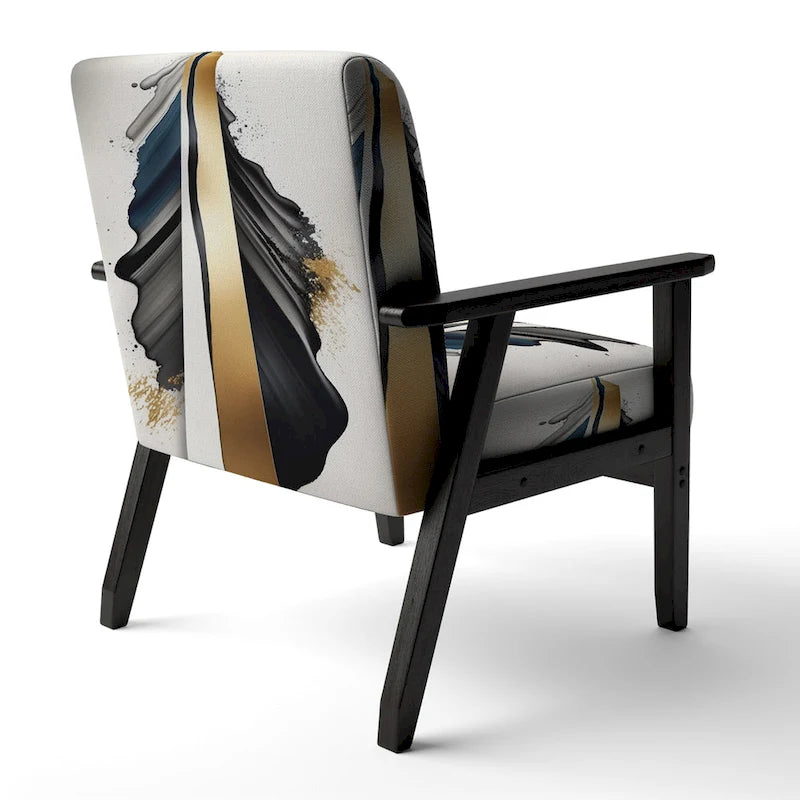 Black And Gold Cubic Expression VII Upholstered Modern & Contemporary Accent Chair and Modern Arm Chair