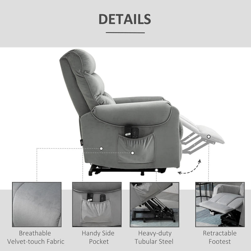 Electric Power Lift Recliner, Upholstered Vibration Massage Chair with Remote Control