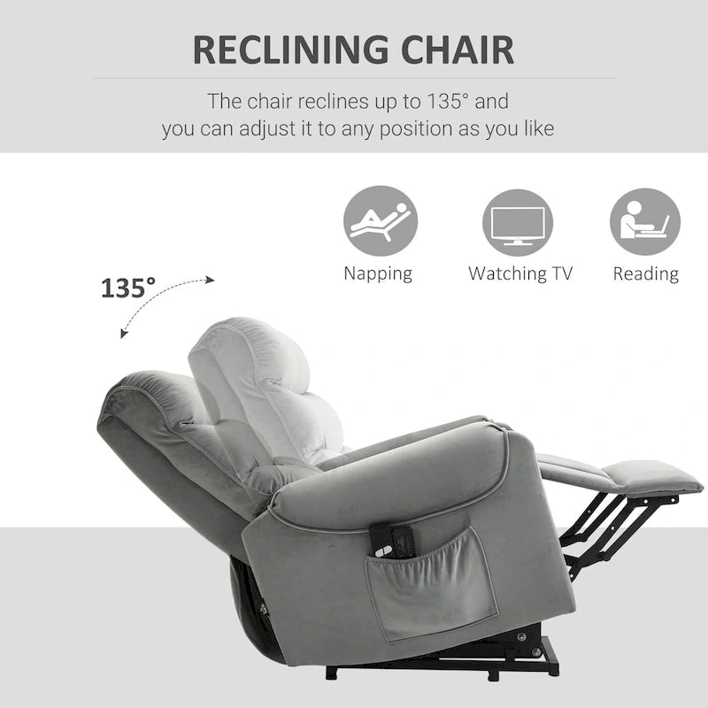 Electric Power Lift Recliner, Upholstered Vibration Massage Chair with Remote Control