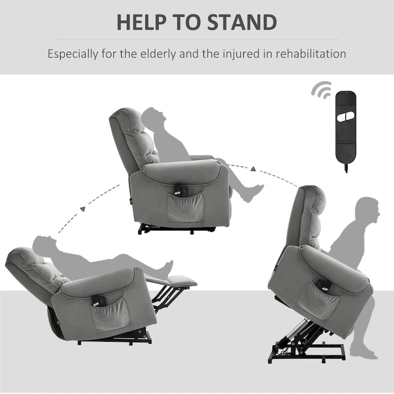 Electric Power Lift Recliner, Upholstered Vibration Massage Chair with Remote Control