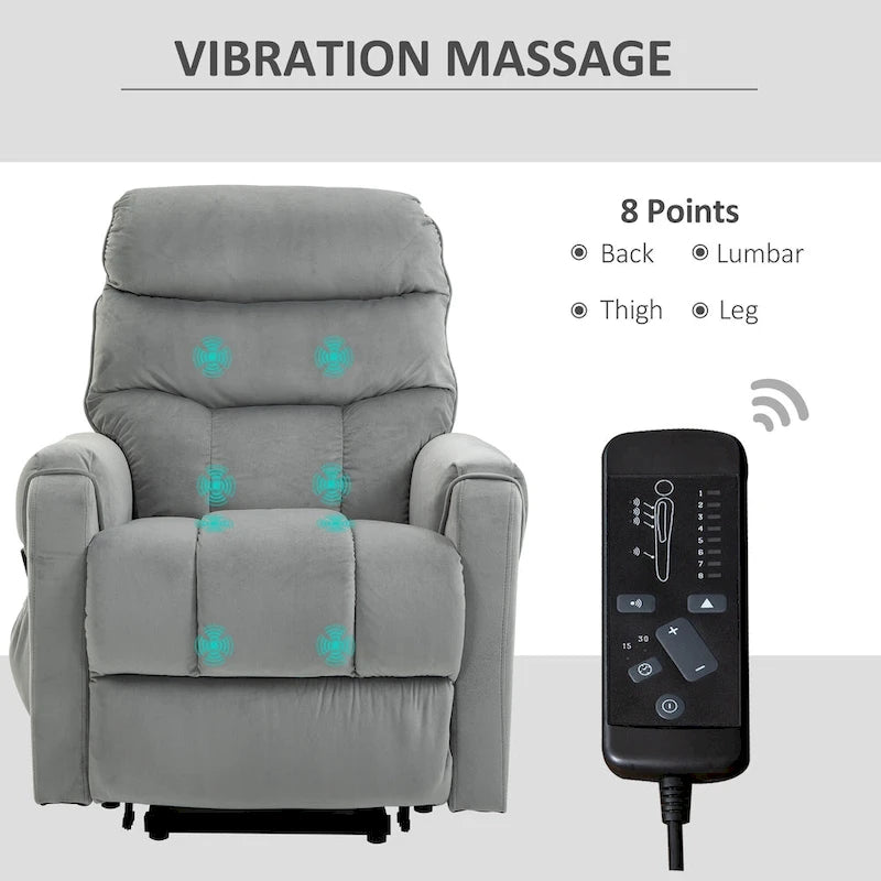 Electric Power Lift Recliner, Upholstered Vibration Massage Chair with Remote Control