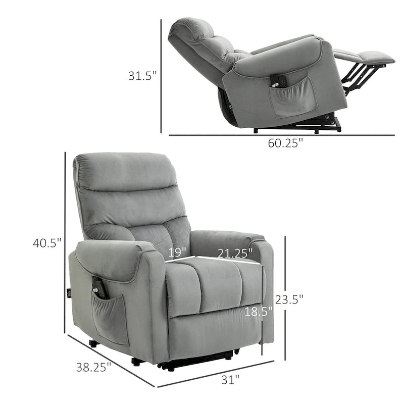 Electric Power Lift Recliner, Upholstered Vibration Massage Chair with Remote Control