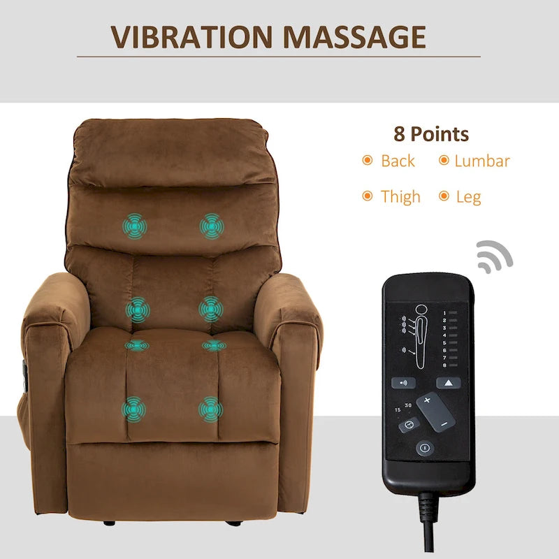 Electric Power Lift Recliner, Upholstered Vibration Massage Chair with Remote Control
