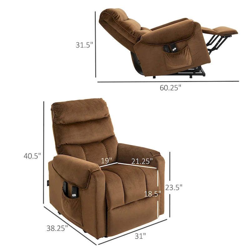 Electric Power Lift Recliner, Upholstered Vibration Massage Chair with Remote Control
