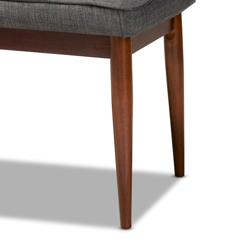 Mid-Century Modern Fabric Upholstered Dining Bench