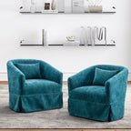 Ouyessir Set of 2 Swivel Barrel Chair 360 Degree Upholstered Accent Chair Fabric Armchair