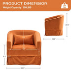 Ouyessir Set of 2 Swivel Barrel Chair 360 Degree Upholstered Accent Chair Fabric Armchair