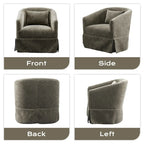 Ouyessir Set of 2 Swivel Barrel Chair 360 Degree Upholstered Accent Chair Fabric Armchair