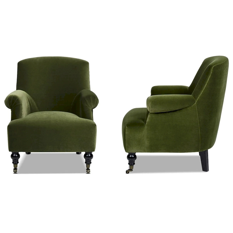 Eloise 30 Transitional Velvet Pleated Sock Arm Accent Chair
