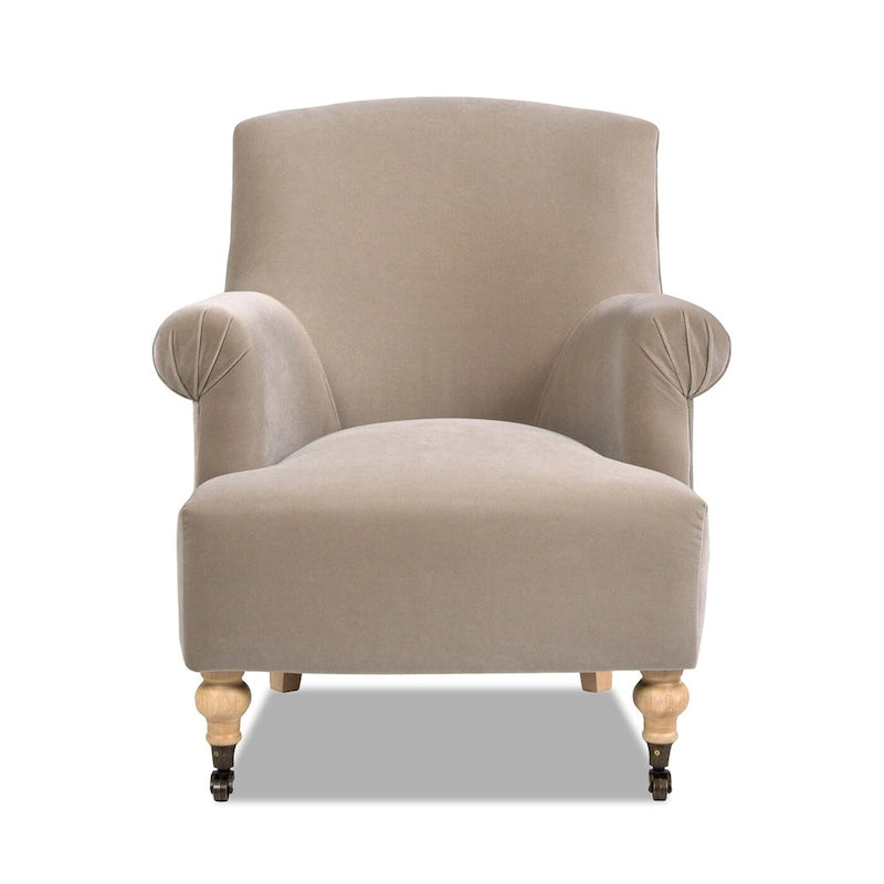 Eloise 30 Transitional Velvet Pleated Sock Arm Accent Chair