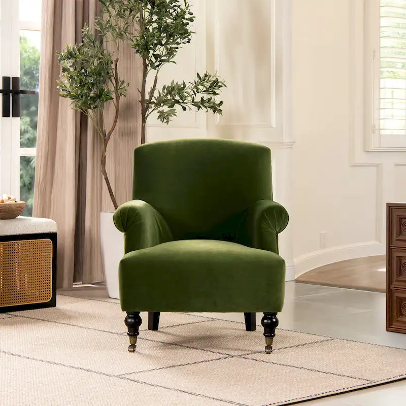Eloise 30 Transitional Velvet Pleated Sock Arm Accent Chair