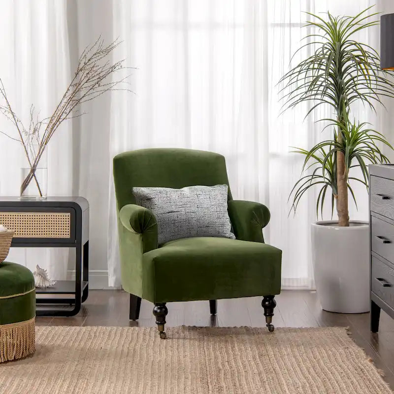 Eloise 30 Transitional Velvet Pleated Sock Arm Accent Chair