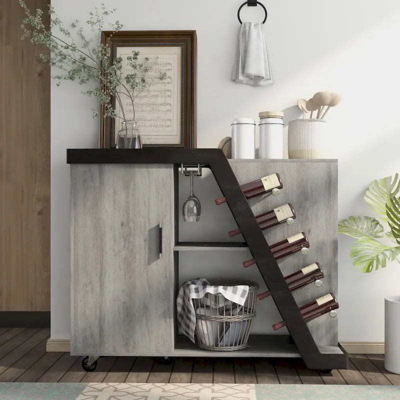 Tern Modern 6-shelf Mobile Wine Cabinet
