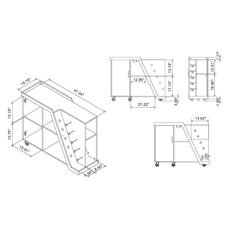 Tern Modern 6-shelf Mobile Wine Cabinet