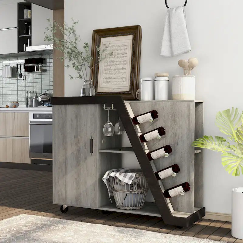 Tern Modern 6-shelf Mobile Wine Cabinet
