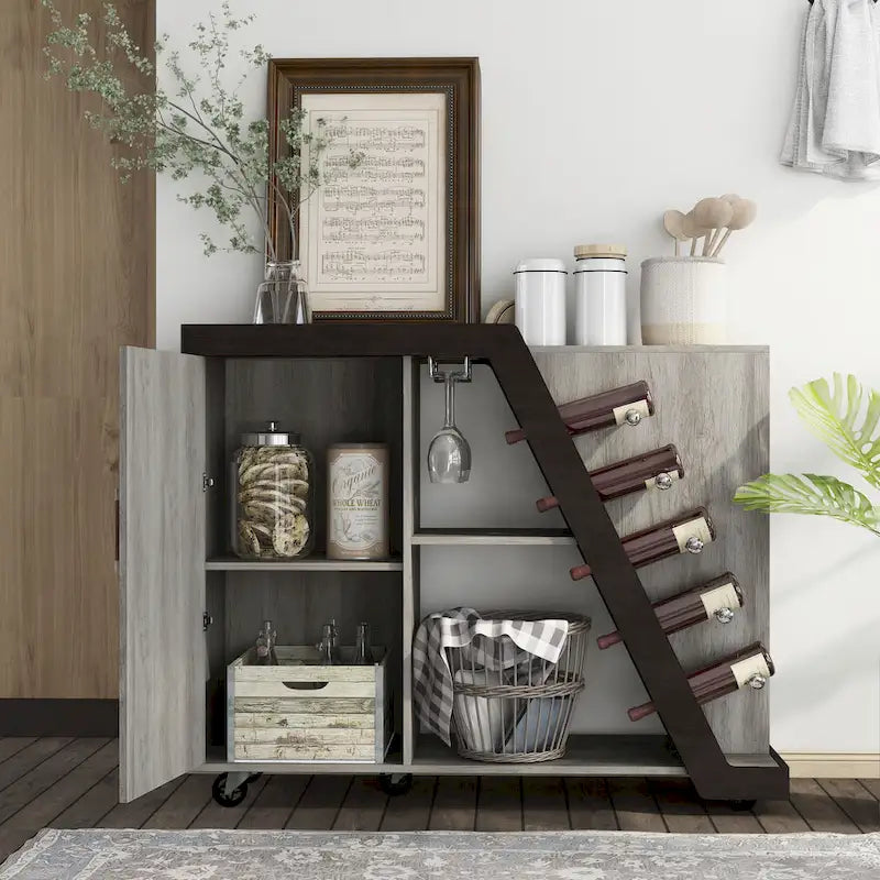 Tern Modern 6-shelf Mobile Wine Cabinet