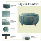 Helena Velvet Round Ottoman