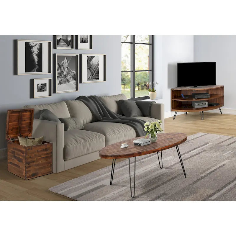 Raffles 44 Wood Oval Cocktail Table