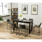 Roundhill Furniture Lotusville 7-pc. Counter-height Black Wood Dining Set